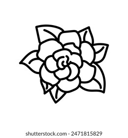 Gardenia Flower Outline Icon, Vector illustration