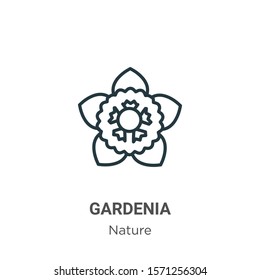Gardenia outline vector icon. Thin line black gardenia icon, flat vector simple element illustration from editable nature concept isolated on white background
