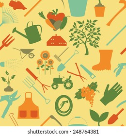 Gardening background. Seamless Pattern. Vector illustration