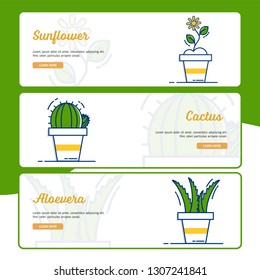 Gardening Banner Collection with Outline Filled Style