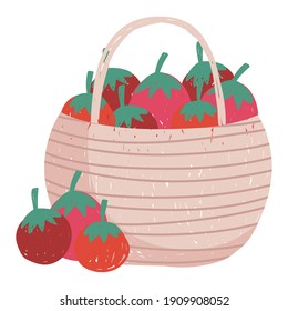 Gartenkorb mit Tomaten, frisch gemüse, Vektorgrafik