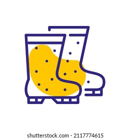 Gardening boots. Waterproof footwear. Color pixel perfect, editable stroke icon