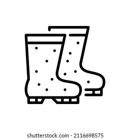 Gardening boots. Waterproof footwear. Pixel perfect, editable stroke icon