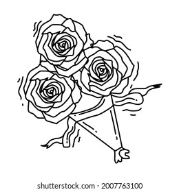 Gardening bouquet icon. hand drawn icon set, outline black, doodle icon, vector icon design.