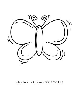Gardening butterfly icon. hand drawn icon set, outline black, doodle icon, vector icon design.