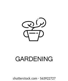 Gardening cloud icon. Single high quality outline symbol for web design or mobile app. Thin line sign for design logo. Black outline pictogram on white background