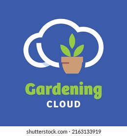 Gardening with cloud logo vector design symbol graphic icon sign illustration creative idea