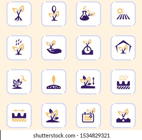 Gardening color vector icons for user interface design
