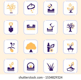 Gardening color vector icons for user interface design