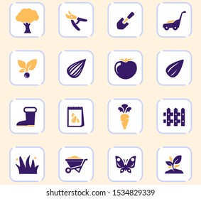 Gardening color vector icons for user interface design