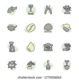 Gardening color vector icons for user interface design