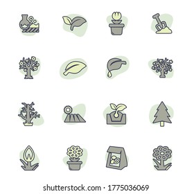 Gardening color vector icons for user interface design