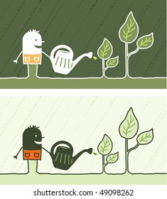 caricatura de color jardinería