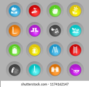 gardening colored plastic round buttons vector icons for web and user interface design