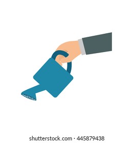 Gardening concept represented by blue watering can icon. isolated and flat illustration 