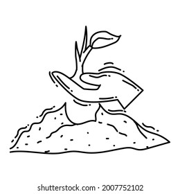 Gardening cultivation icon. hand drawn icon set, outline black, doodle icon, vector icon design.