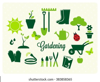 Gardening Design Collection - Symbols of Gardening for Web and Print