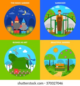 Gardening design concept set with planting and seedling isolated vector illustration