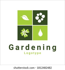 Gartendesign-Logo, Vektorvorlage in zwei Farben grün.