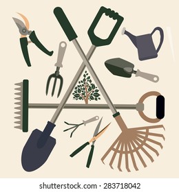 Gardening design over beige background, vector illustration.