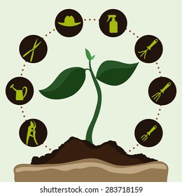 Gardening design over beige background, vector illustration.