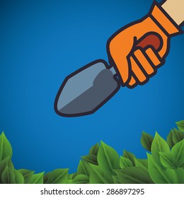 Gardening design over blue background, vector illustration