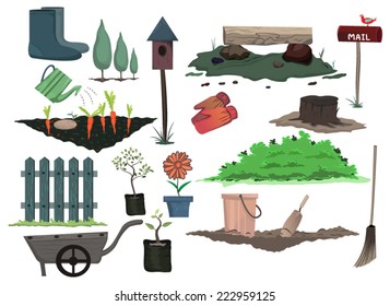 gardening design set of the equipment 