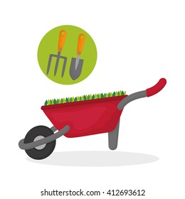 Gardening design. work and tools  concept