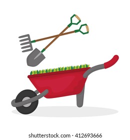 Gardening design. work and tools  concept