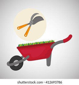 Gardening design. work and tools  concept