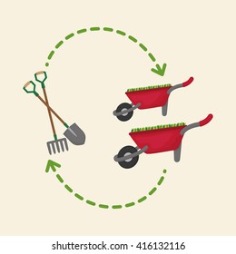 Gardening design. work and tools  concept