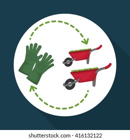 Gardening design. work and tools  concept