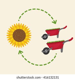 Gardening design. work and tools  concept