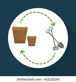 Gardening design. work and tools  concept