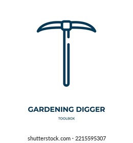 Gardening Digger Icon. Linear Vector Illustration From Toolbox Collection. Outline Gardening Digger Icon Vector. Thin Line Symbol For Use On Web And Mobile Apps, Logo, Print Media.