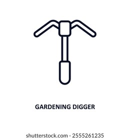 gardening digger outline icon.  Thin line icon from construction tools collection. Editable vector isolated on white background