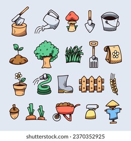 Gardening Doodle Hand Drawn Set