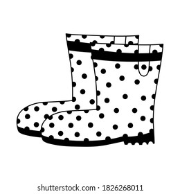 gardening, dotted rubber boots isolated line icon style vector illustration
