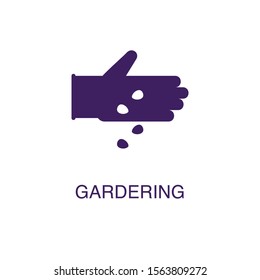 Gardening element in flat simple style on white background. Gardening icon, with text name concept template