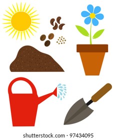 Gardening elements - vector illustration