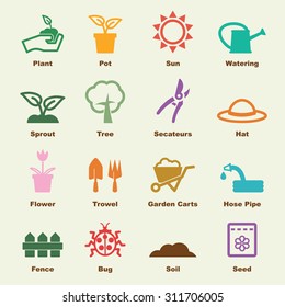 gardening elements, vector infographic icons