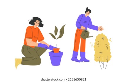 Entusiastas De Jardinagem Cultivando Apaixonadamente Plantas Juntos Em Sua Comunidade Local