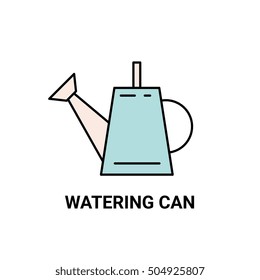 Gardening equipment element. Vector illustration in colorful line art style. Design for icon, logo, emblem. Isolated on background. 