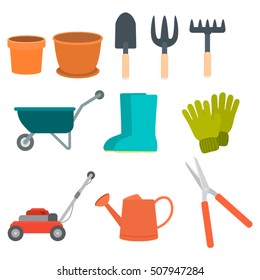 Gardening equipment flat design
