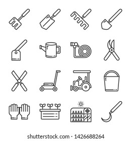Gardening equipment icon set.Vector illustration
