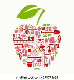 Gardening Equipment Illustration. Apple.