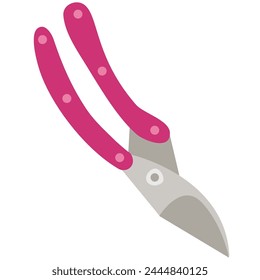 Gardening equipment. Pink secateurs. Simple pruner vector design.