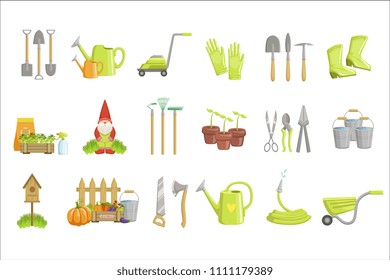 Gardening Equipment Set Of Icons