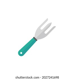Gardening equipment. The shoveling fork is made of steel for shoveling the soil in the garden.