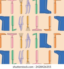 Gartengeräte Werkzeuge Symbole Muster Hintergrund Vektor-Illustration